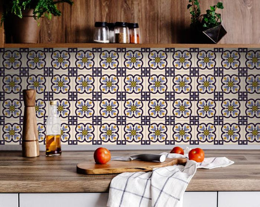 Azul Flora Peel and Stick Removable Tiles